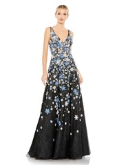 Mac Duggal Women's Floral Applique Sleeveless A-Line Evening Gown - Black multi