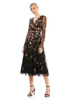 Mac Duggal Women's Floral Embroidered A-Line Cocktail Dress - Black multi