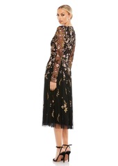 Mac Duggal Women's Floral Embroidered A-Line Cocktail Dress - Black multi