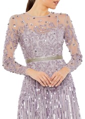 Mac Duggal Women's Long Sleeve Tea Length Dress - Vintage lilac