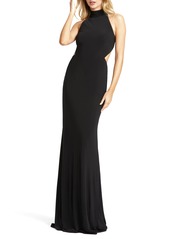 Mac Duggal Bow Back Jersey Trumpet Gown in Black at Nordstrom