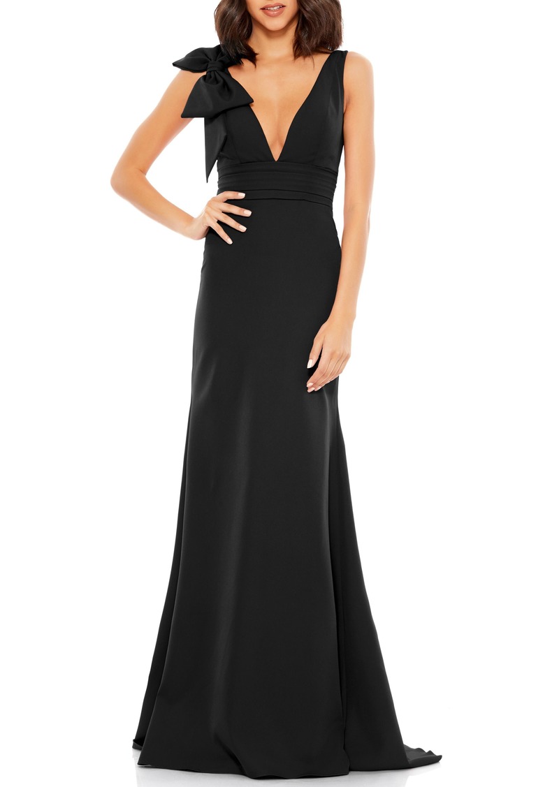 mac duggal bow shoulder gown