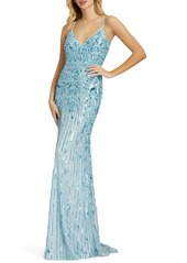 Mac Duggal Sequin V-Neck Sheath Gown in Powder Blue at Nordstrom