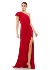 Mac Duggal Women's Ruffled One Shoulder Draped Gown - Red