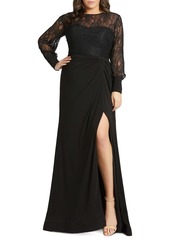 Mac Duggal Long Sleeve Lace Illusion Gown (Plus Size)