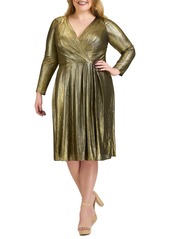Mac Duggal Metallic Long Sleeve Cocktail Dress (Plus Size)