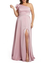 Mac Duggal One-Shoulder Satin Gown (Plus Size)