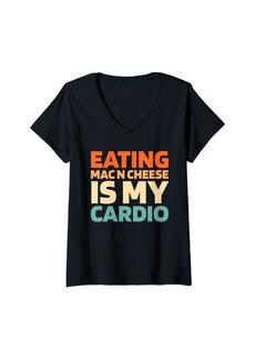 Womens Retro Mac N Cheese And Macaroni - Vintage Funny Cardio Quote V-Neck T-Shirt