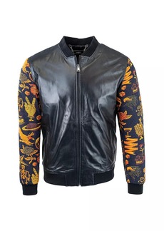 Maceoo Leather Sleeve Skull Jacket