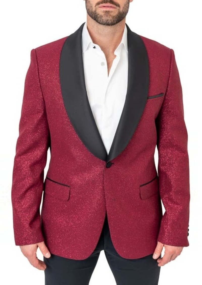 Maceoo Ceremonial Red Glitter Shawl Collar Dinner Jacket at Nordstrom