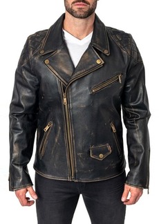 Maceoo Destroyed Leather Biker Jacket