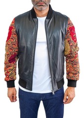 Maceoo Dragon Sleeve Leather Bomber Jacket