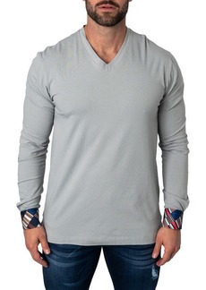 Maceoo Edisonsolidmirage Grey Long Sleeve V-Neck T-Shirt at Nordstrom