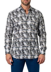 Maceoo Einstein Contemporary Fit Houndstooth Grey Button-Up Shirt at Nordstrom