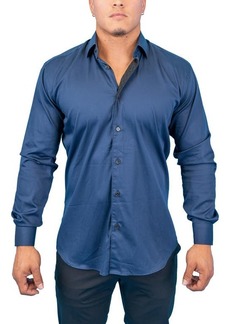 Maceoo Fibonacci Dark Denim Blue Contemporary Fit Button-Up Shirt at Nordstrom