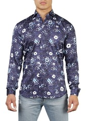 Maceoo Fibonacci Floral Cotton Button-Up Shirt in Blue at Nordstrom