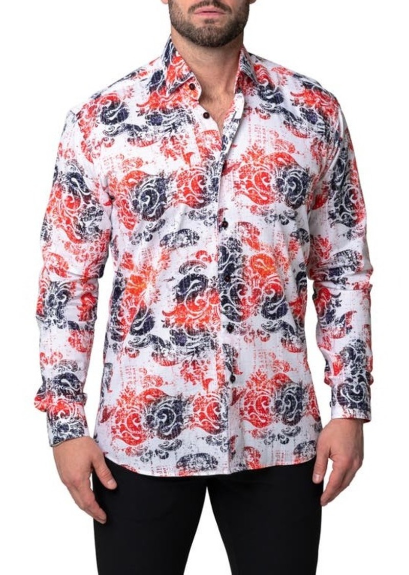 Maceoo Fibonacci Husk Regular Fit Cotton Blend Button-Up Shirt