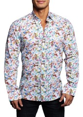 Maceoo Fibonacci Jungle Button-Up Shirt in White at Nordstrom