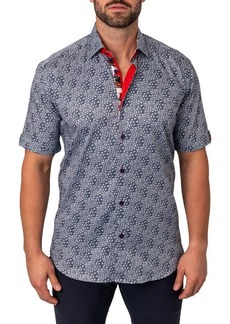 Maceoo Galileo Dandelions Blue Short Sleeve Button-Up Shirt at Nordstrom