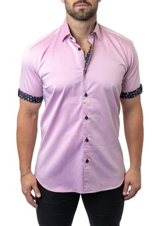 Maceoo Galileo Fleur Rose Pink Contemporary Fit Short Sleeve Button-Up Shirt at Nordstrom