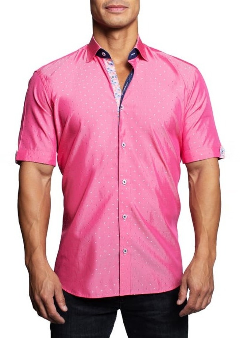 Maceoo Galileo Silverdot Pink Short Sleeve Button-Up Shirt at Nordstrom