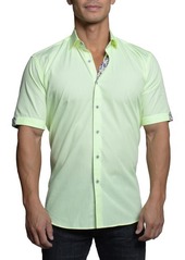 Maceoo Galileo Stripe Short Sleeve Button-Up Shirt in Yellow at Nordstrom