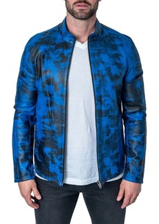 Maceoo Lab Blue Reversible Leather Jacket at Nordstrom