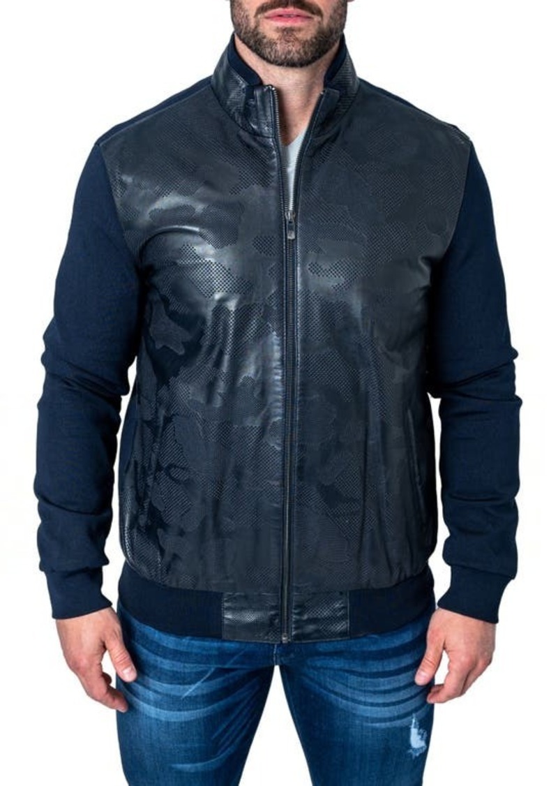 Maceoo Map Blue Leather Blend Jacket at Nordstrom