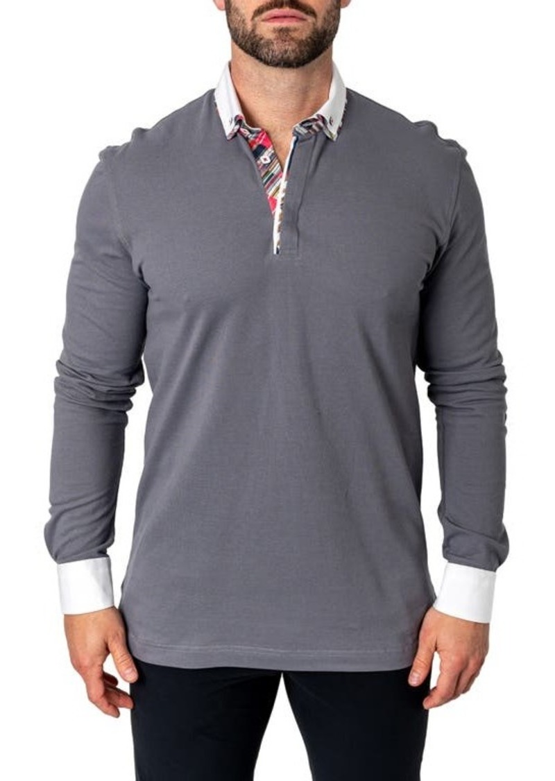 Maceoo Newton Solid Mirage Grey Long Sleeve Polo at Nordstrom