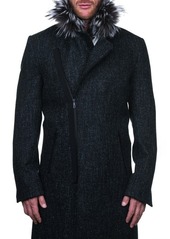 Maceoo Wool & Cashmere Jacket with Genuine Fox Fur Trim in Black at Nordstrom