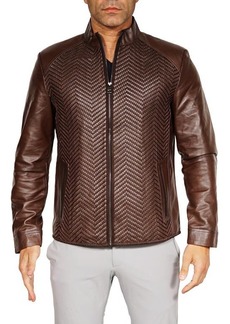 Maceoo Woven Lambskin Leather Jacket in Brown at Nordstrom