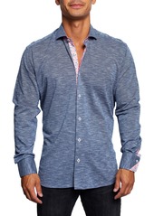 Maceoo Einstein Jerseywave Blue Contemporary Fit Button-Up Shirt