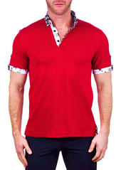 Maceoo Mozartsolid Red Button-Down Polo