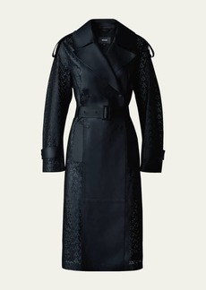 Mackage Lorelei Double-Breasted Perforated Leather Trench Coat