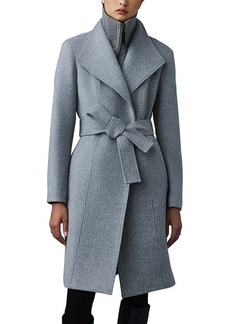 Mackage Nori-K Belted Double Face Wool Coat with Wool Blend Bib