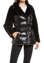 Mackage Rune Mixed Media Water Resistant 800 Fill Power Down Puffer Jacket in Black at Nordstrom