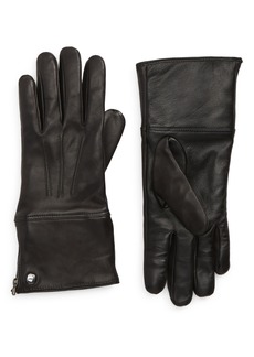 Mackage Willis Genuine Shearling Cuff Leather Tech Gloves in Black at Nordstrom
