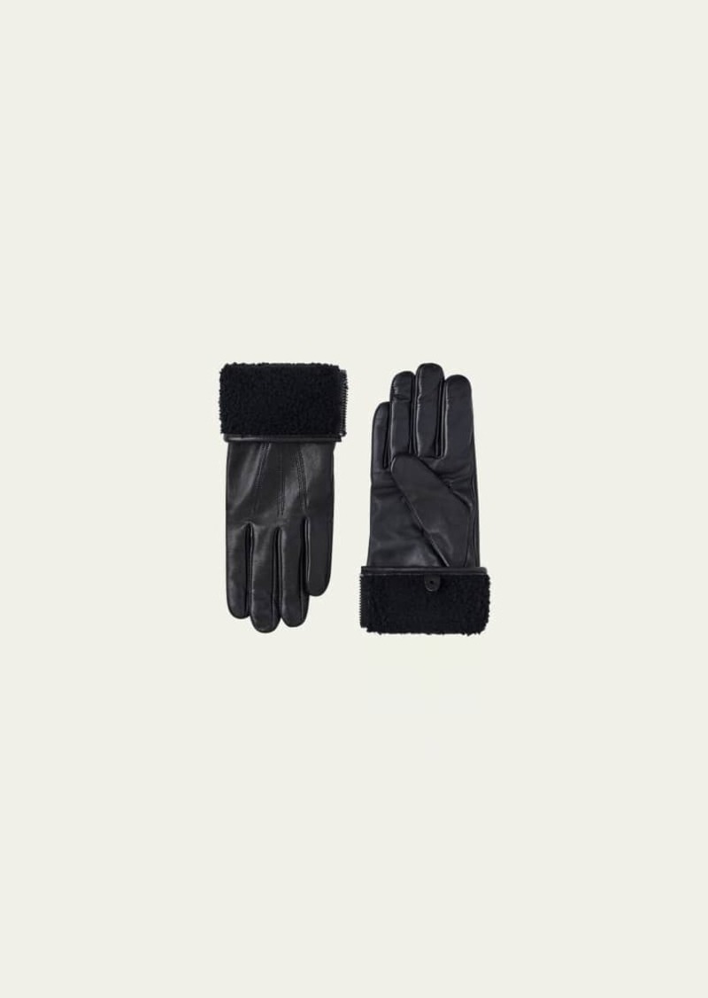 Mackage Willis Leather Gloves with Shearling Cuffs