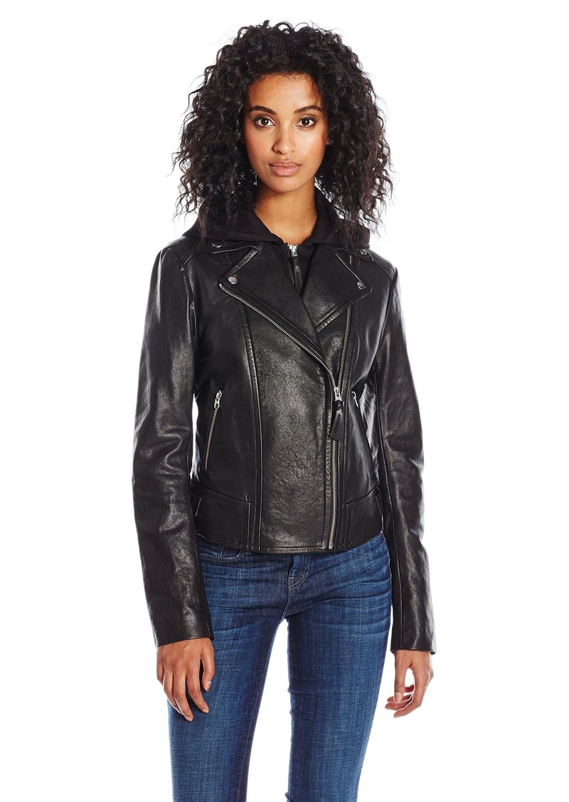 womens leather jacket with removable hood