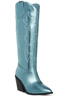 Madden Girl Arizona Knee High Cowboy Boots - Blue Metallic