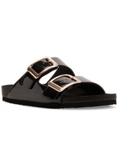 Madden Girl Bodie Buckle Footbed Slide Sandals - Black Box Patent