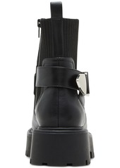 Madden Girl Ccryptic Knit Buckle Lug Sole Booties - Black Smooth