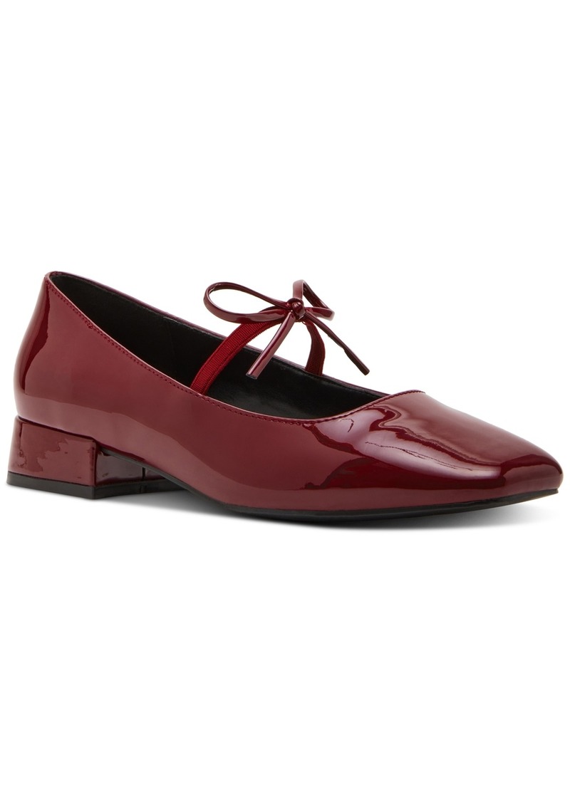 Madden Girl Egret Block-Heel Mary-Jane Bow Ballet Flats - Dark Cherry Patent