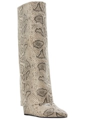 Madden Girl Evander Fold-Over Cuffed Knee High Wedge Dress Boots - Light Snake Multi