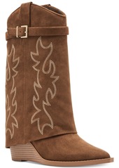 Madden Girl Joe Cuffed Wedge Western Dress Booties - Brown Ruboff