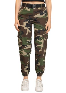 Madden Girl Juniors' Camo Belted Cargo Pants - Taupe Camo