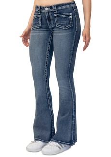 Madden Girl Juniors' Heavy-Stitch Flare-Leg Jeans - Dark Wash