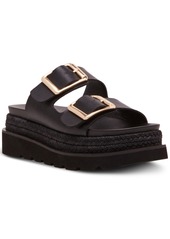 Madden Girl Mythiccal Slip-On Buckled Banded Platform Raffia Sandals - Black