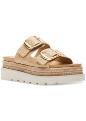 Madden Girl Mythiccal Slip-On Buckled Banded Platform Raffia Sandals - Natural Raffia