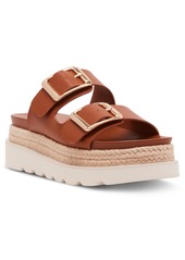 Madden Girl Mythiccal Slip-On Buckled Banded Platform Raffia Sandals - Natural Raffia